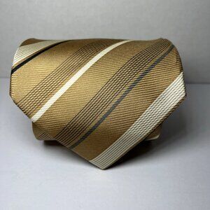 Bijoux Terner Genuine Silk Mens Necktie Gold/White/Grey/Black L 61” W 4”